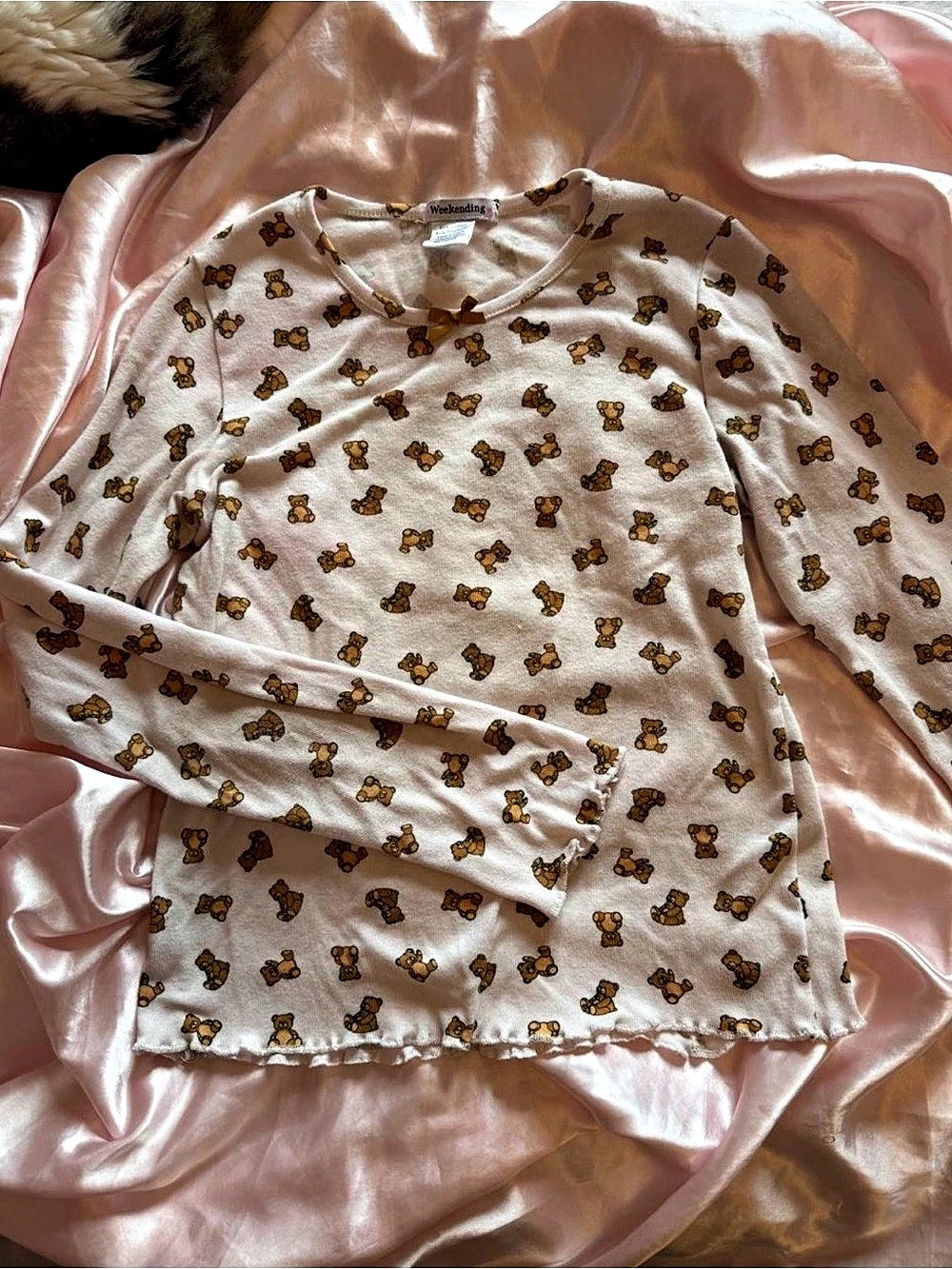 Weekending Teddy Bear Print Short Sleeve Top Size Medium